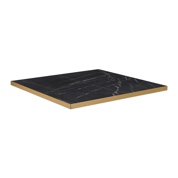 Omega Black Marble Laminate table top with Boston sleek Black and Gold base - Various sizes