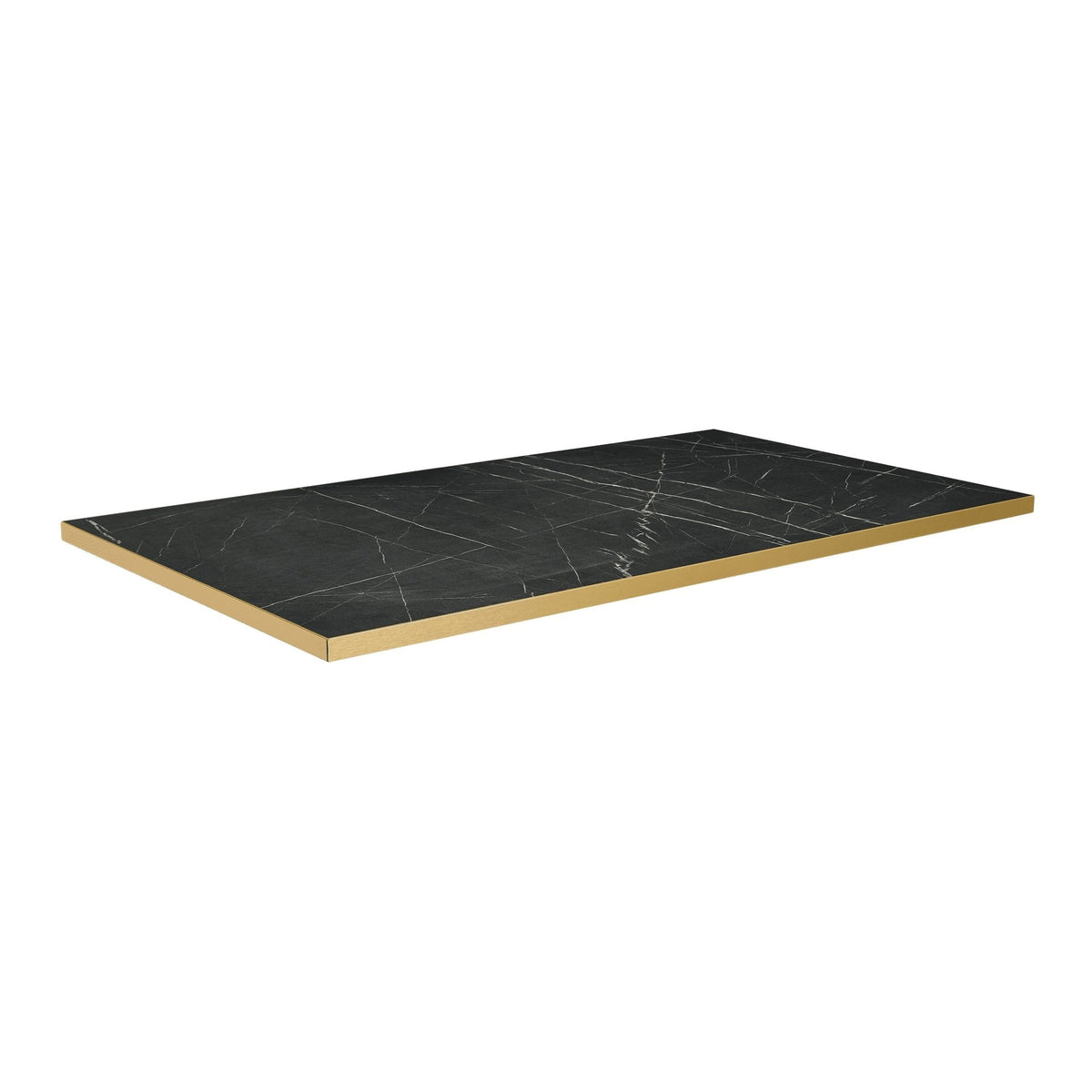 Omega Black Marble Laminate table top with Boston sleek Black and Gold base - Various sizes