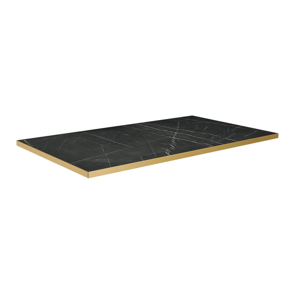 Omega Black Marble Laminate table top with Boston sleek Black and Gold base - Various sizes