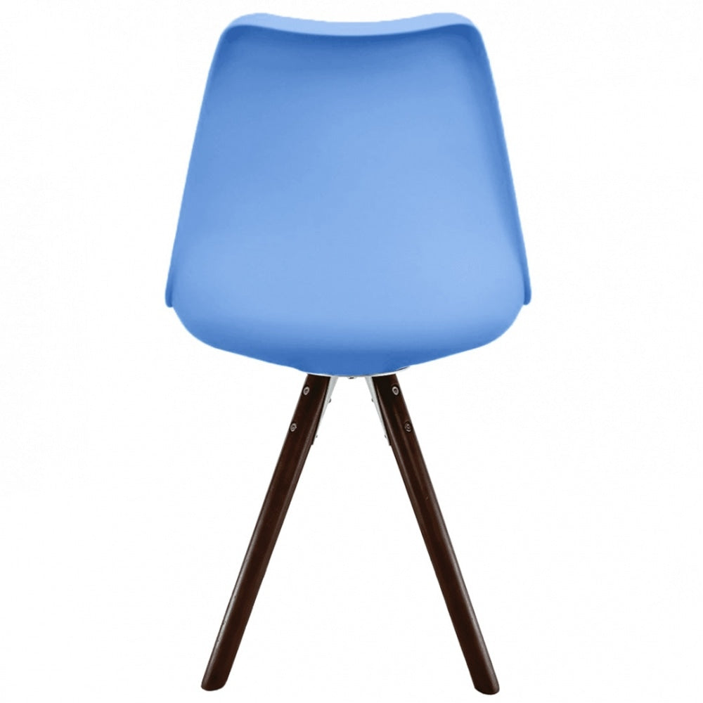 Soho Blue Plastic Dining Chair with Pyramid Dark Wood Legs