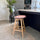 Soho Clear and Blush Pink Plastic Bar Stool with Light Wood Legs