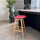 Soho Clear and Bright Pink Plastic Bar Stool with Light Wood Legs