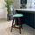 Soho Clear and Aqua Plastic Bar Stool with Dark Wood Legs