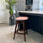Soho Clear and Blush Pink Plastic Bar Stool with Dark Wood Legs