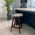 Soho Clear and Light Grey Plastic Bar Stool with Dark Wood Legs