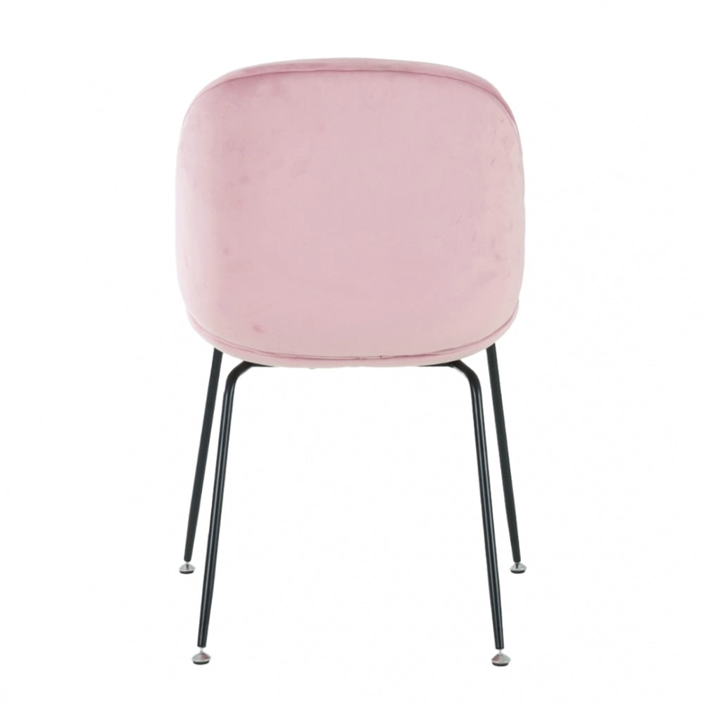 Luxurious Blush Pink Velvet Dining Chair with Black Metal Legs