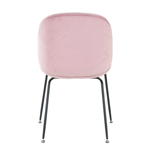 Luxurious Blush Pink Velvet Dining Chair with Black Metal Legs