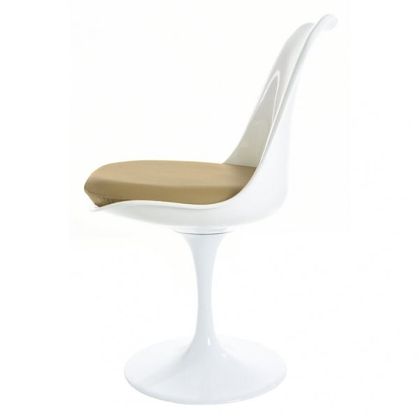 White and Taupe PU Chelsea Side Chair