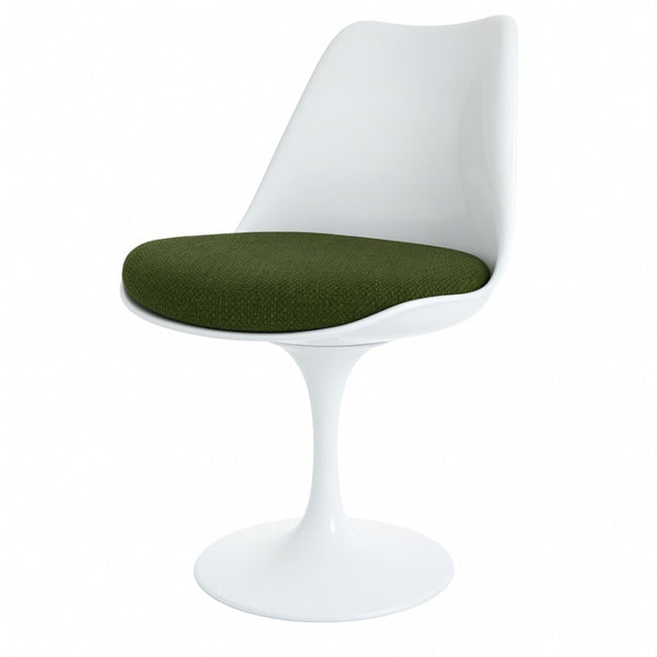 White and Dark Green Bouclé Chelsea Side Chair