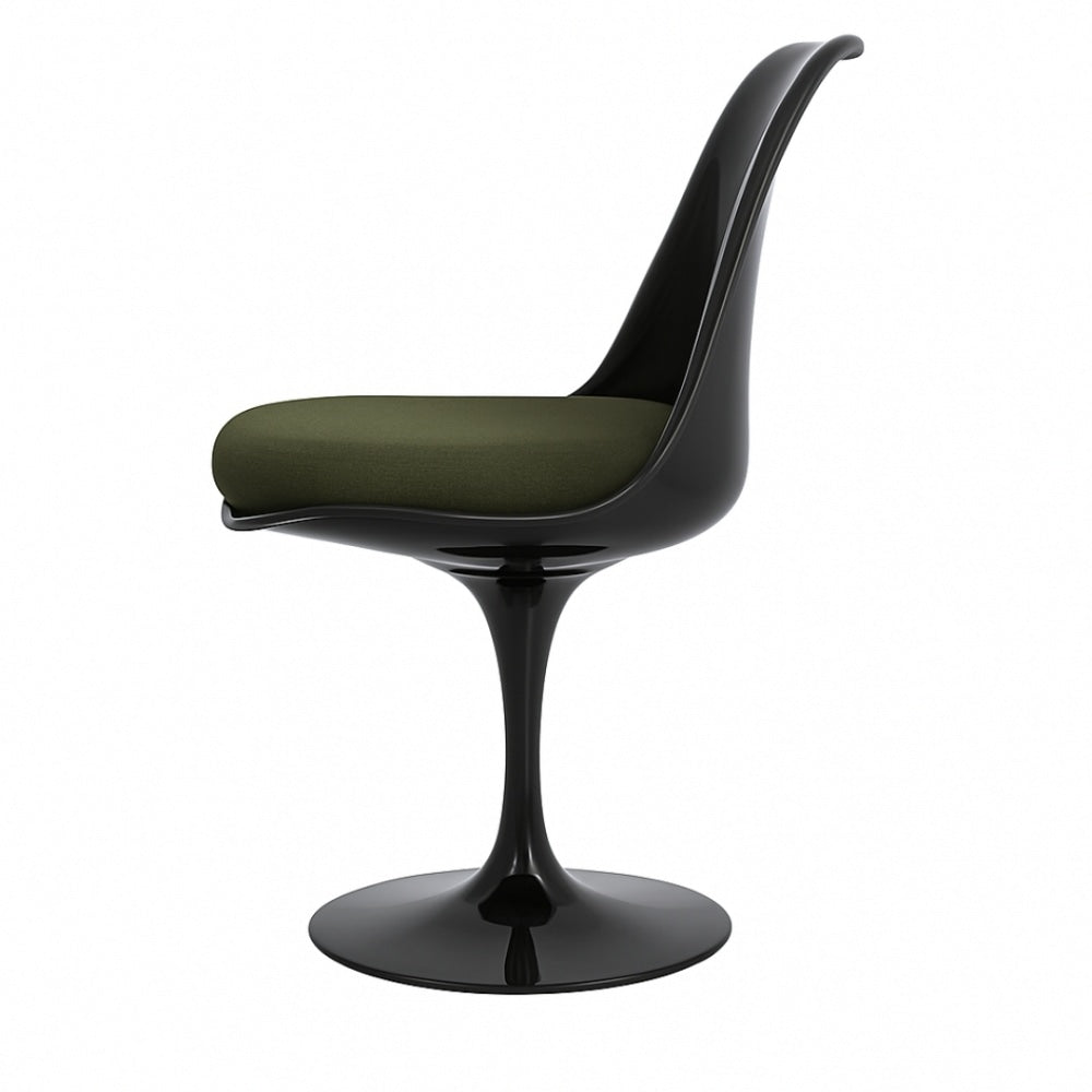 Black and Dark Green Bouclé Chelsea Side Chair
