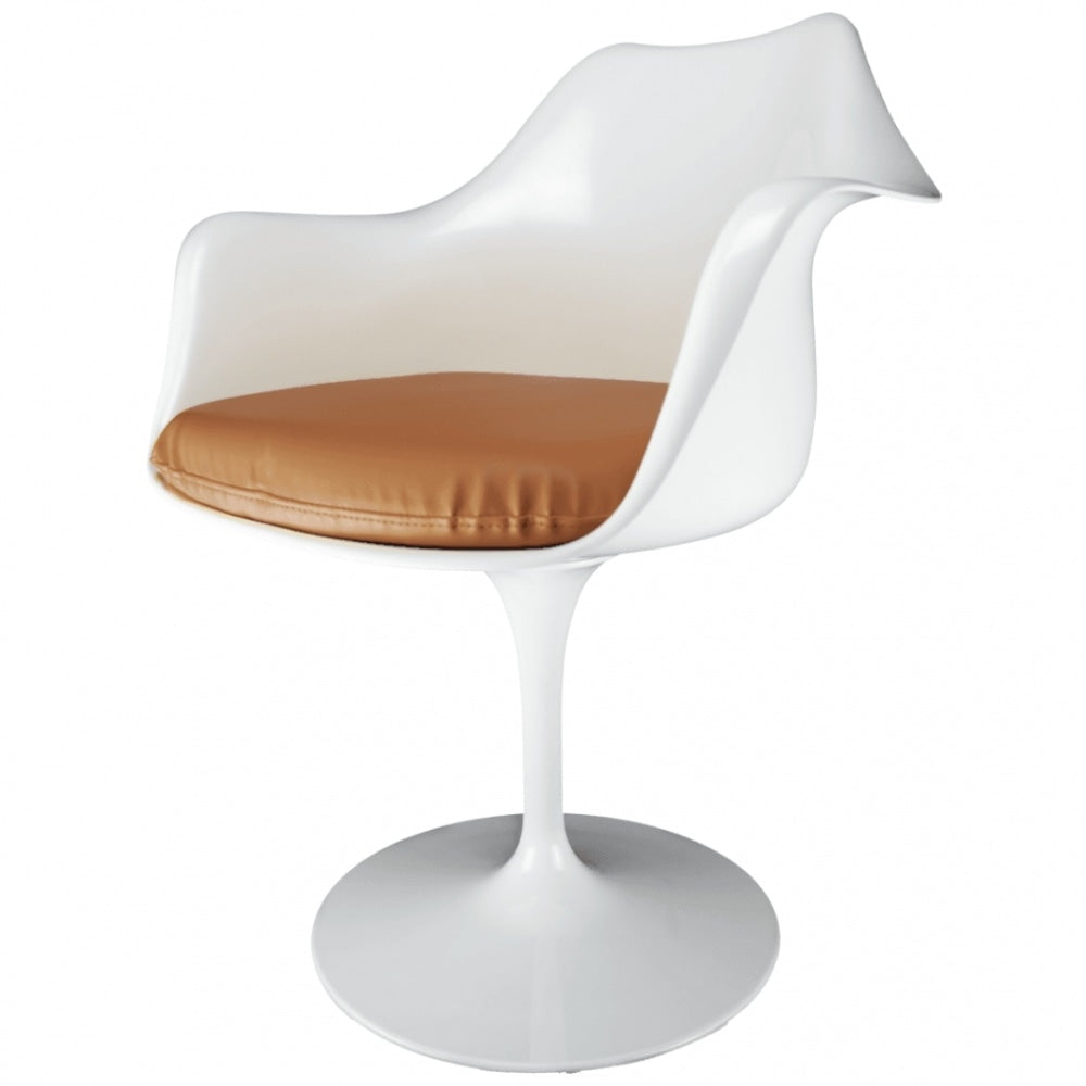 White and Tan PU Chelsea Armchair