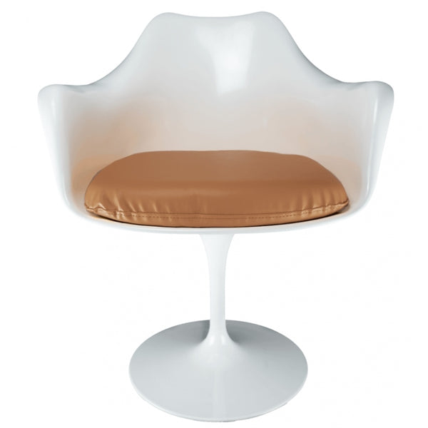 White and Tan PU Chelsea Armchair