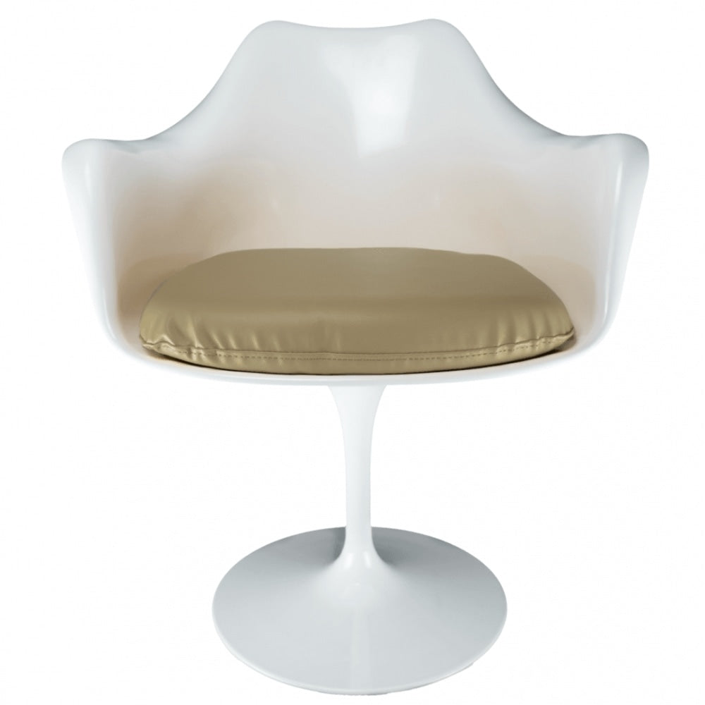 White and Taupe PU Chelsea Armchair