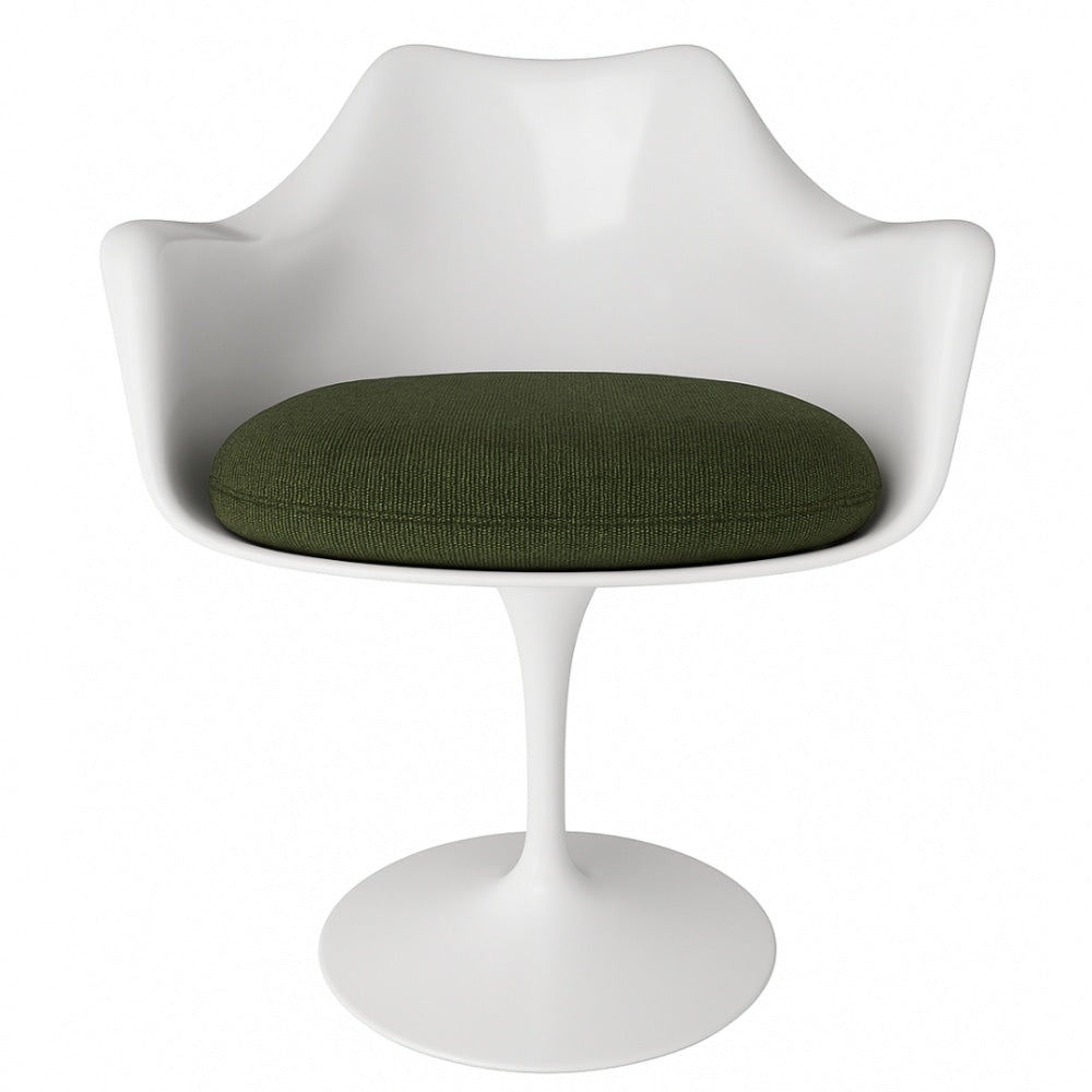 White and Dark Green Bouclé Chelsea Armchair