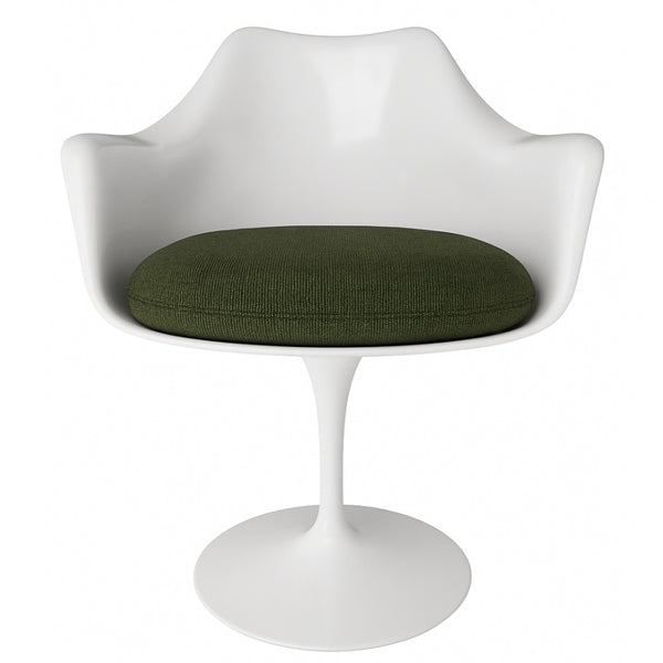 White and Dark Green Bouclé Chelsea Armchair