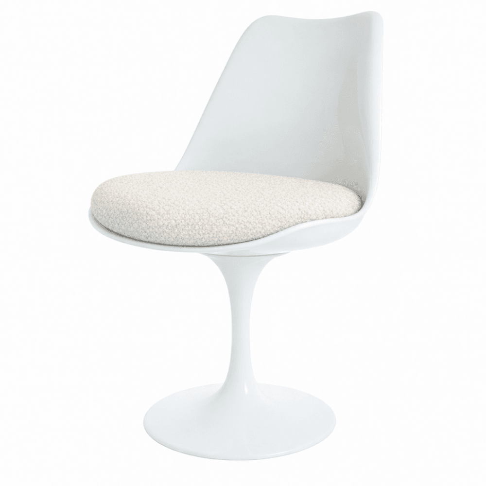 White and Cream Bouclé Chelsea Side Chair
