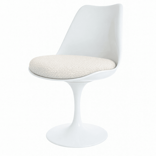 White and Cream Bouclé Chelsea Side Chair
