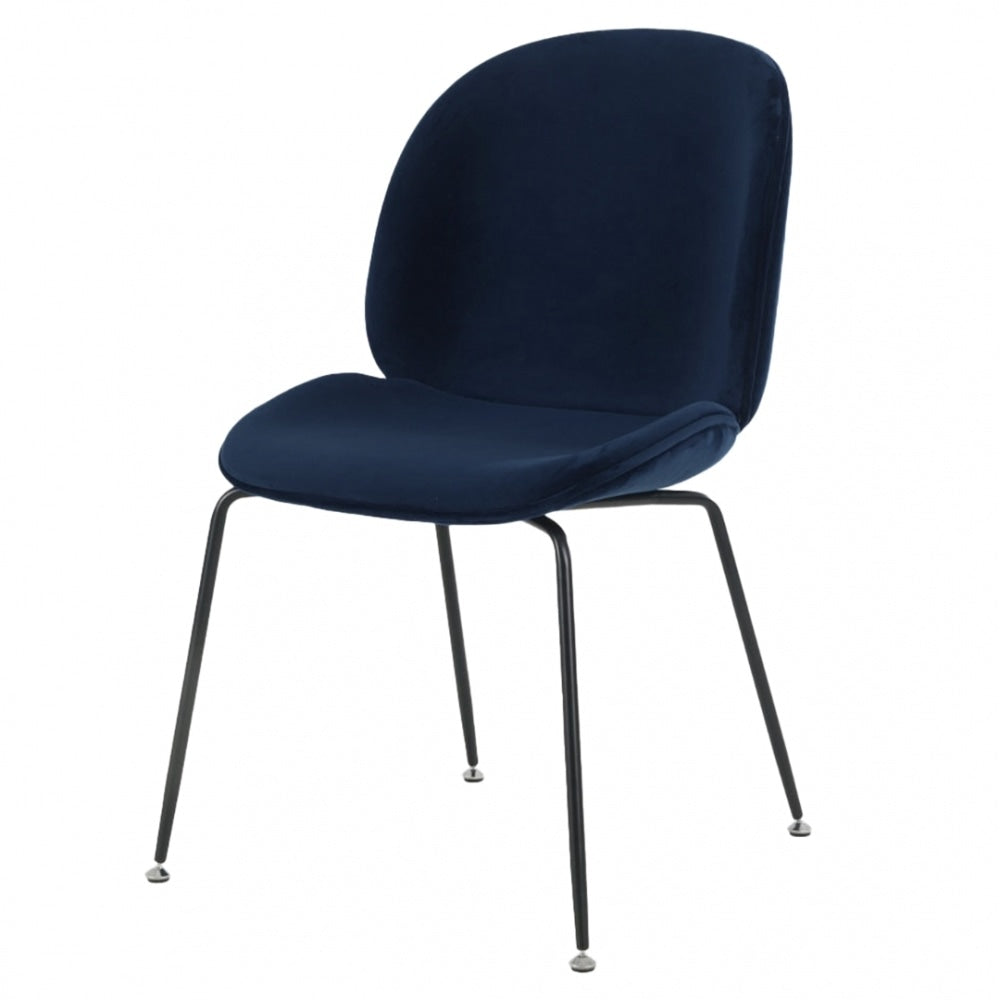 Luxurious Navy Velvet Dining Chair with Black Metal Legs