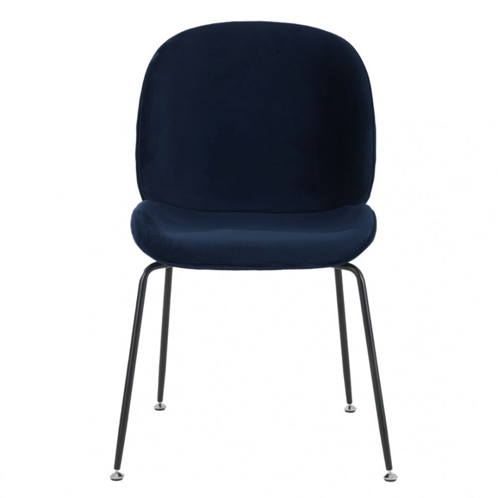 Luxurious Navy Velvet Dining Chair with Black Metal Legs