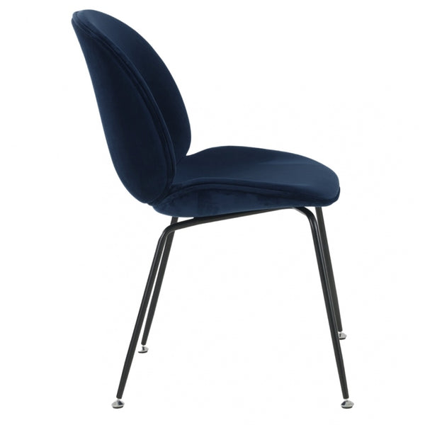 Luxurious Navy Velvet Dining Chair with Black Metal Legs