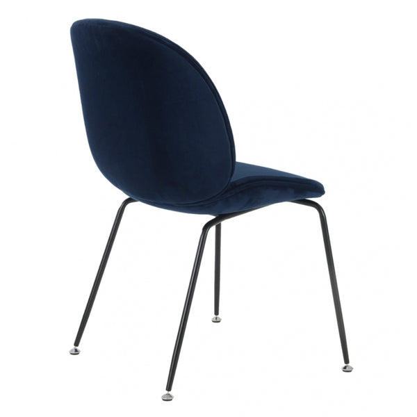 Luxurious Navy Velvet Dining Chair with Black Metal Legs