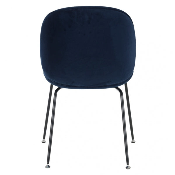 Luxurious Navy Velvet Dining Chair with Black Metal Legs