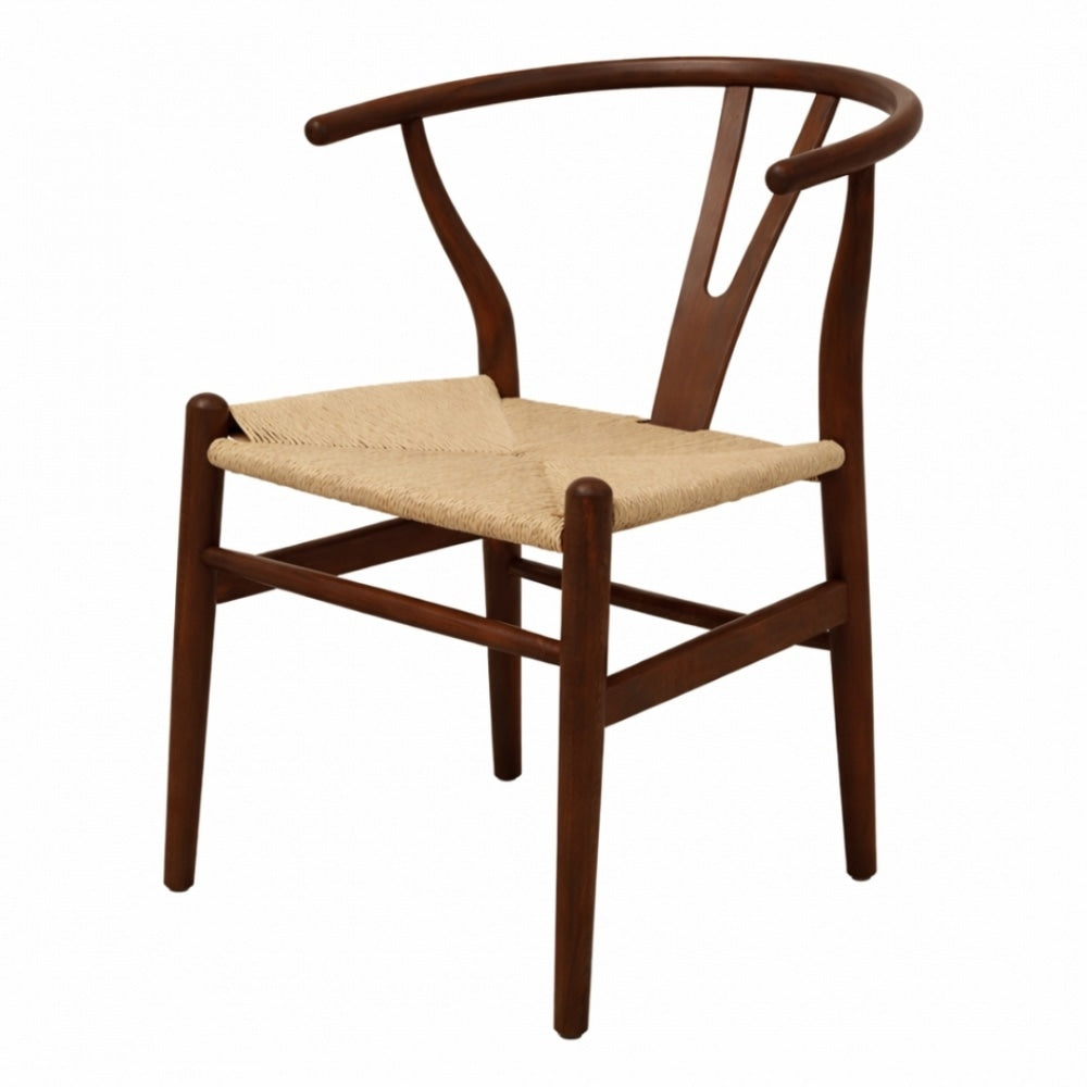 Wishbone Walnut And Natural Hemp Weave Dining Chair