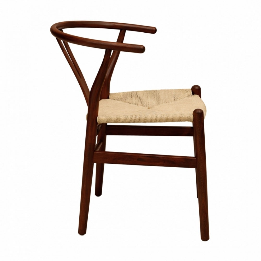 Wishbone Walnut And Natural Hemp Weave Dining Chair