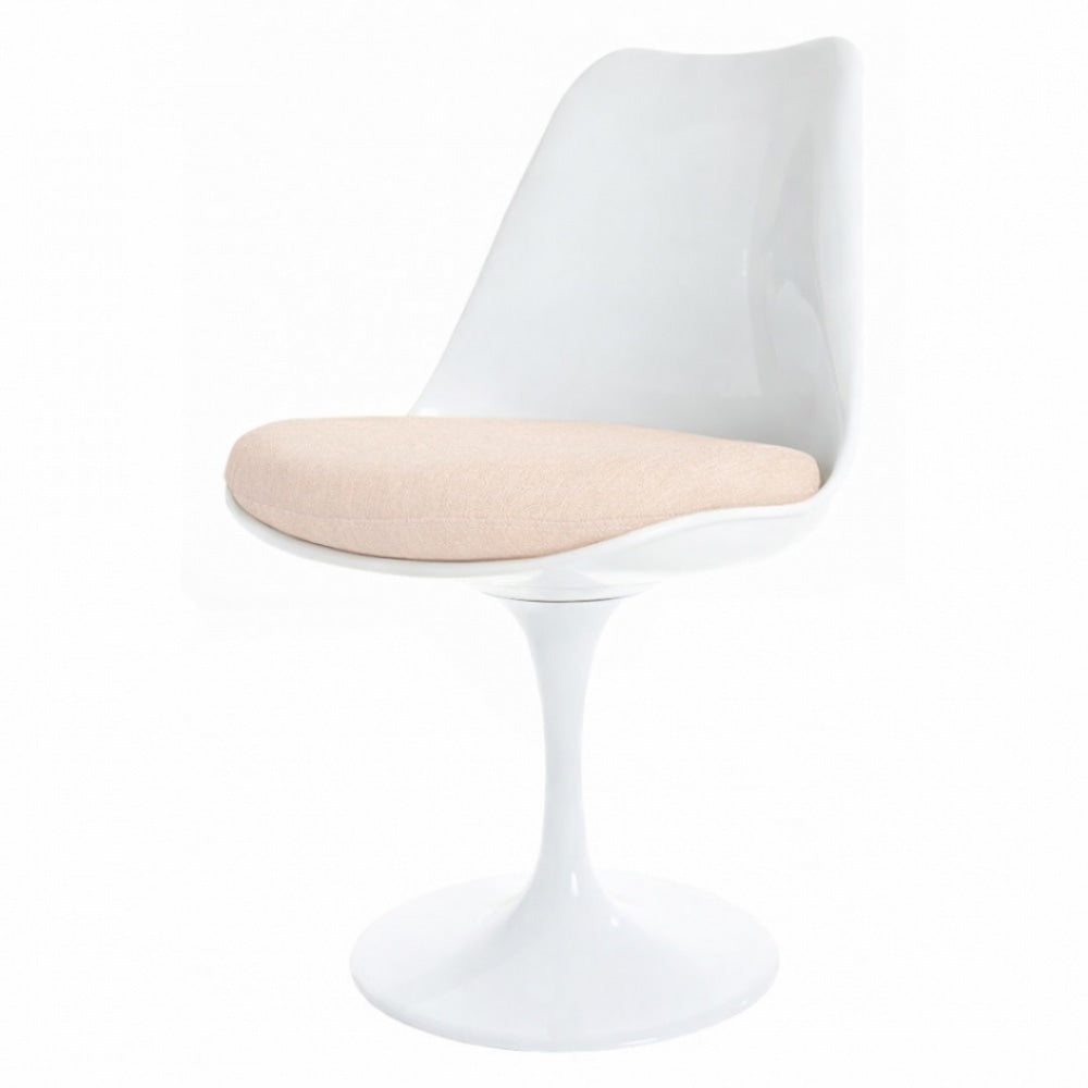 White and Soft Pink Chenille Chelsea Side Chair