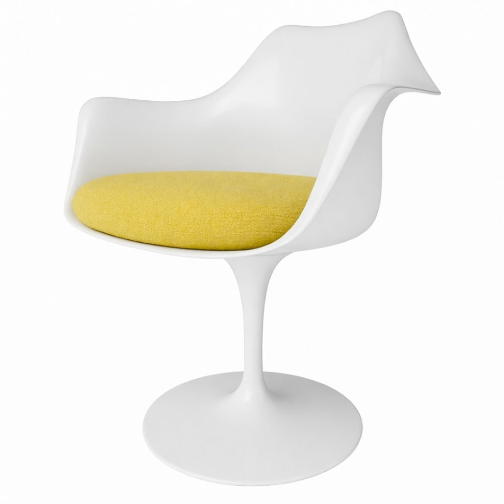 White and Sunflower Yellow Chenille Chelsea Armchair