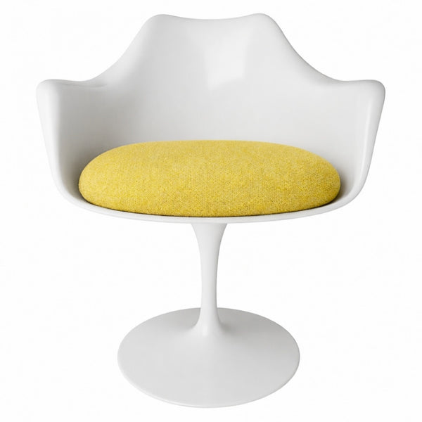 White and Sunflower Yellow Chenille Chelsea Armchair