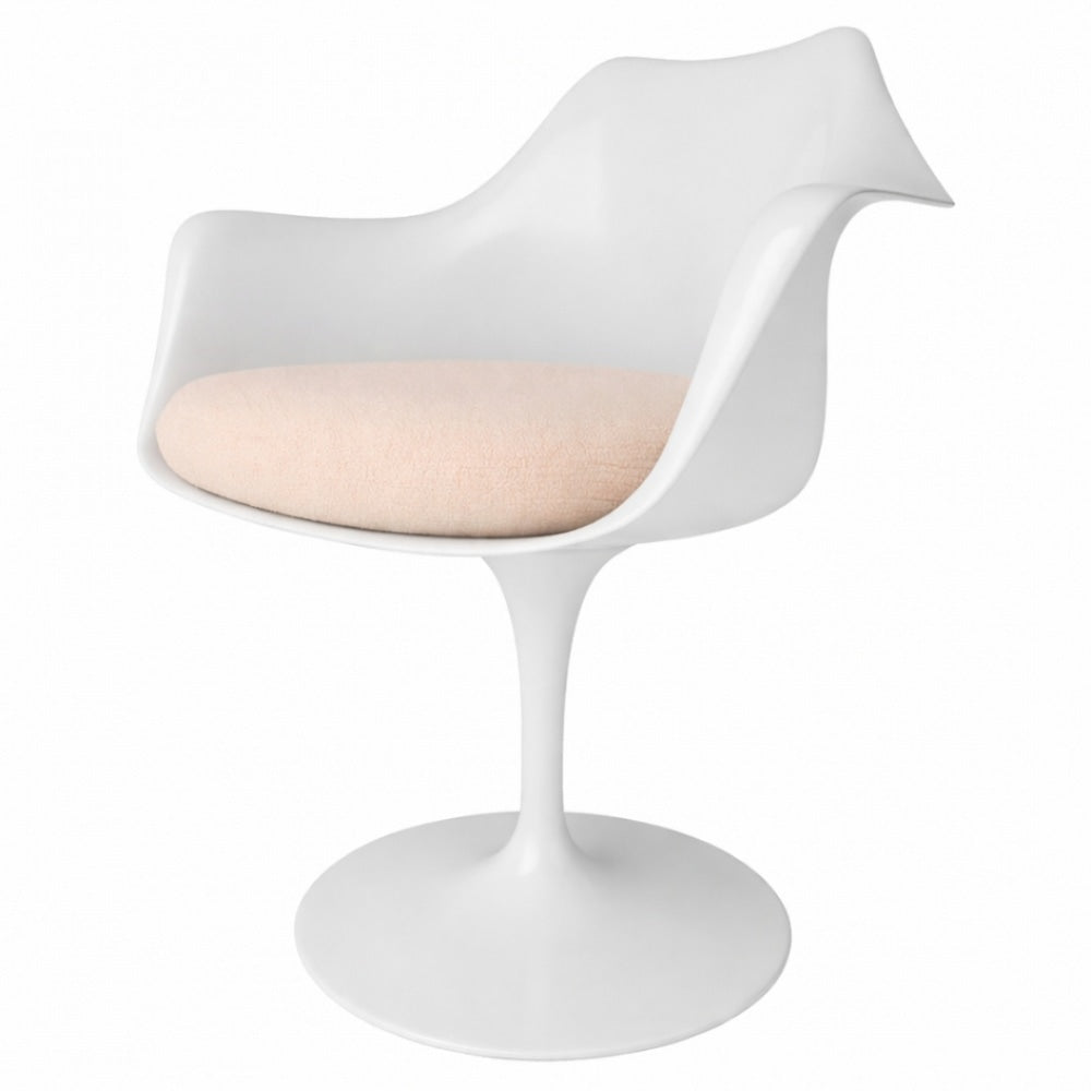 White and Soft Pink Chenille Chelsea Armchair
