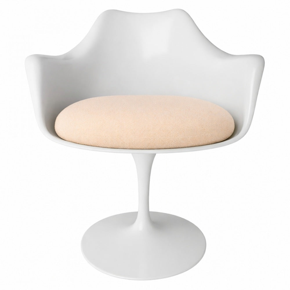 White and Soft Pink Chenille Chelsea Armchair